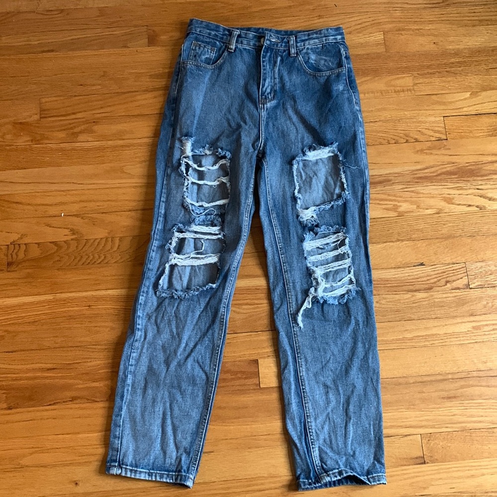 SHEIN - high waisted baggy super ripped jeans - 2 pairs